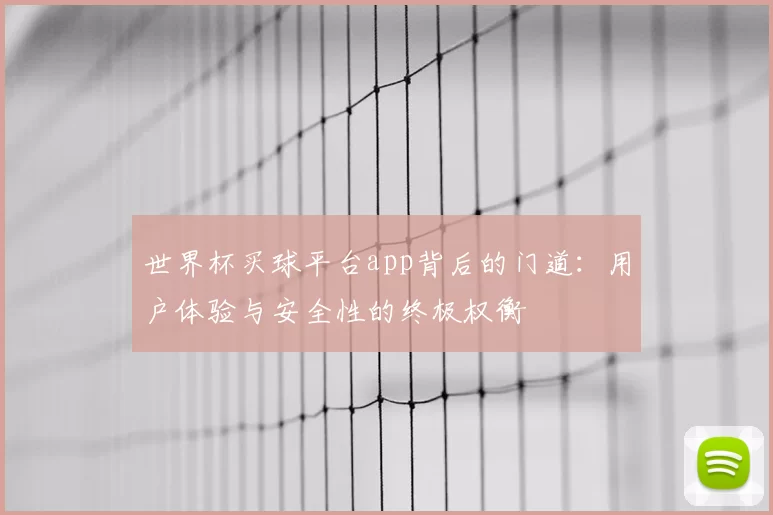 世界杯买球平台app背后的门道：用户体验与安全性的终极权衡